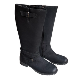 Hotter Belle Leather Knee-High Boots Moto Biker Engineer Goth Zipper 9.5M